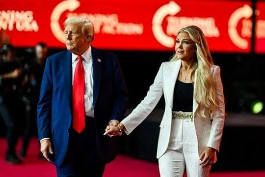 President Donald Trump takes the stage with Erika Kirk at the Memorial Service for Charlie Kirk at State Farm Stadium in Glendale, Arizona, Sunday, Sept. 21, 2025. (Official White House photo by Daniel Torok)