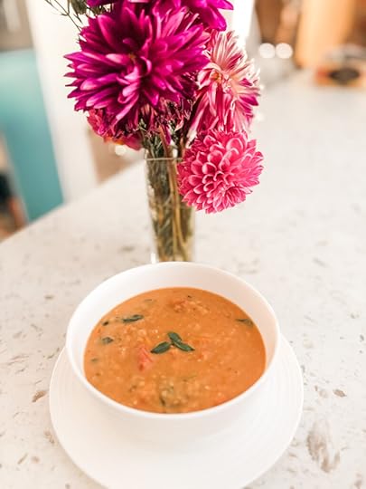 The finisehd Creamy Lentil and Tomato Slow Cooker Soup