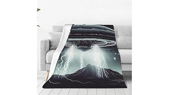 alien spaceship themed flannel blanket