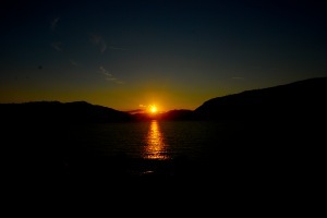 sunset over the Columbia River