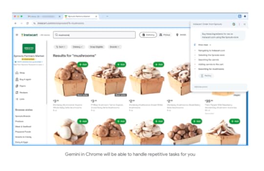 Screenshot of Google's agentic AI in Chrome to illustrate how agentic AI might kill content marketing, viewable on https://blog.google/products/chrome/new-ai-features-for-chrome/