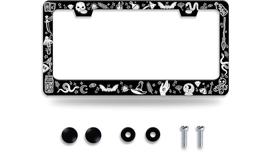 witch themed car license frame