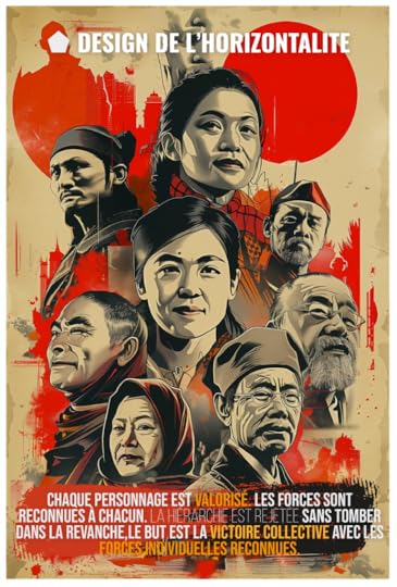  ⬟ Design de l’horizontalité . Chaque personnage est valorisé. Les forces sont reconnues à chacun. la hiérarchie est rejetée sans tomber dans la revanche, le but est la victoire collective avec les forces individuelles reconnues.