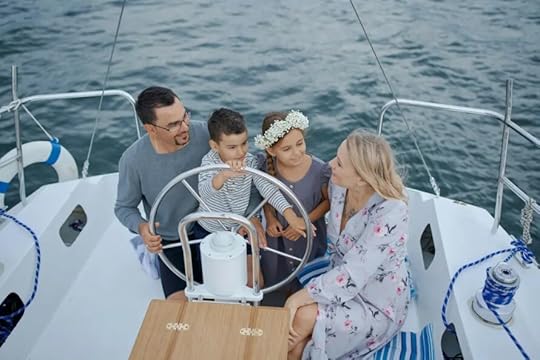 family on a boat