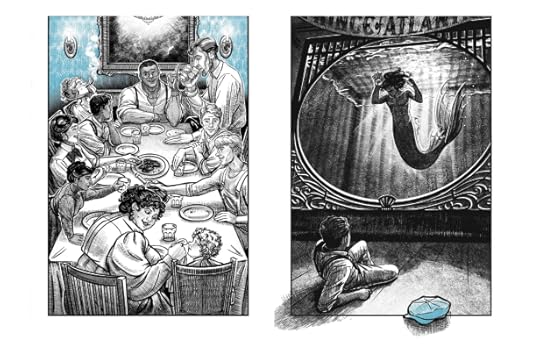 Illustrations from When the tides held the moon