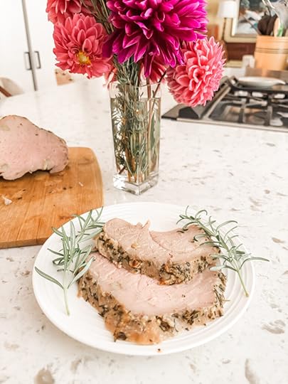 Two slices of the finished easy Pork Sirloin Roast
