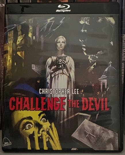 Blu-ray in a black case. The cover is a poster art. It's gothic: there is a woman in white in the center holding a chalice. Behind her is a castle being struck by lightning. At her feed is an open grave and a woman screaming, her hands brought to her mouth.
