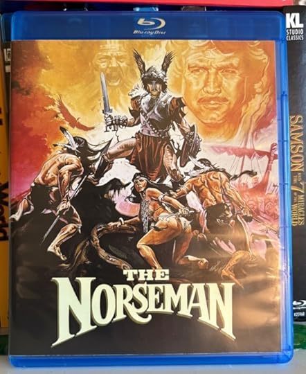 Standard blue case Blu-ray. Cover art shows a viking, standing atop... a small hill? There are two Native American warriors and a Native American woman who looks a bit like Teegra from Fire and Ice below the viking. There is a viking boat in the background.