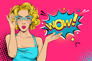 Cartoon woman saying "Wow"