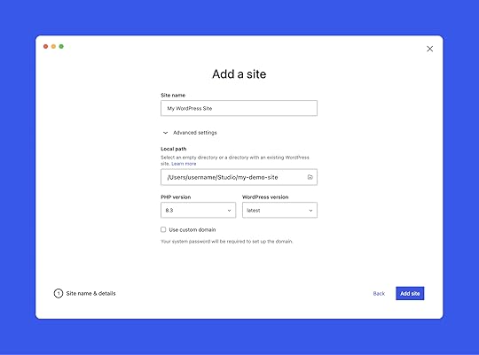 Set the site name and configure advanced settings.