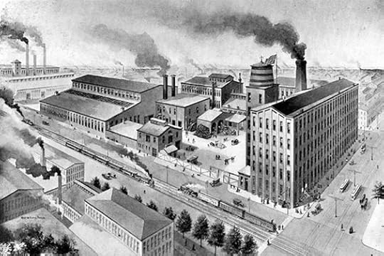 Drawing of a Civil War-era factory, a symbol of how American industry won the Civil War