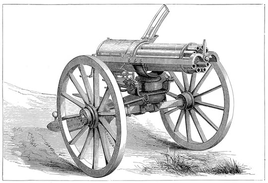 Drawing of a Gatling Gun, an innovation typical of how American industry won the Civil War