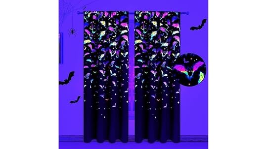 halloween bat window curtains