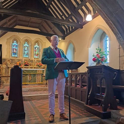 Andrew Hopwood singing at St Andrew's Leighterton