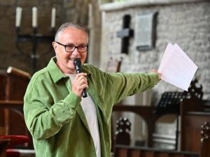 Mark Rutterford in the middle of telling his story