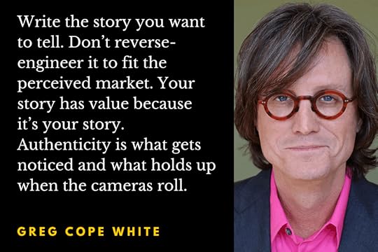 Photo of author Greg Cope White with a quotation from the interview: