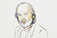 Drawing of Hungarian author László Krasznahorkai,