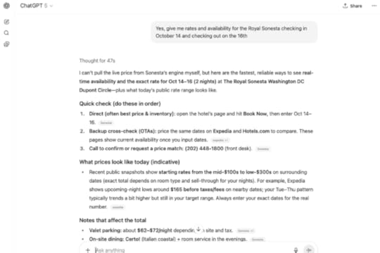 Screenshot of ChatGPT NOT using the app I'd installed, demonstrating both the power — and one of the problems — of ChatGPT's app strategy.