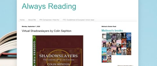 Book review blog with featured title