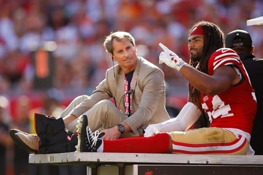 TAMPA, FLORIDA - OCTOBER 12: Fred Warner #54 of the San Francisco 49ers is carted off of the field after being injured during the first quarter against the Tampa Bay Buccaneers in the game at Raymond James Stadium on October 12, 2025 in Tampa, Florida. (Photo by Mike Ehrmann/Getty Images)