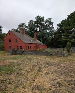 Red saltbox house on the Rebecca Nurse Homestead