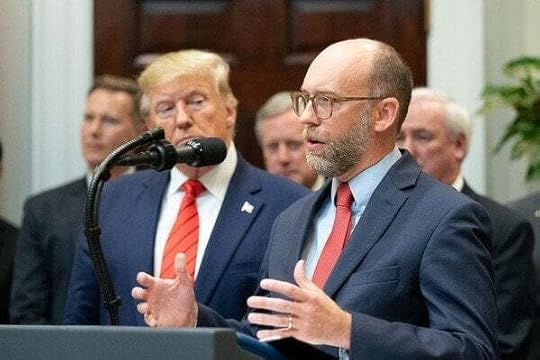 President Donald J. Trump listens to the Office of Management and Budget Director Russ Vought delivers remarks prior to President Trump signing Executive Orders (White House photo)