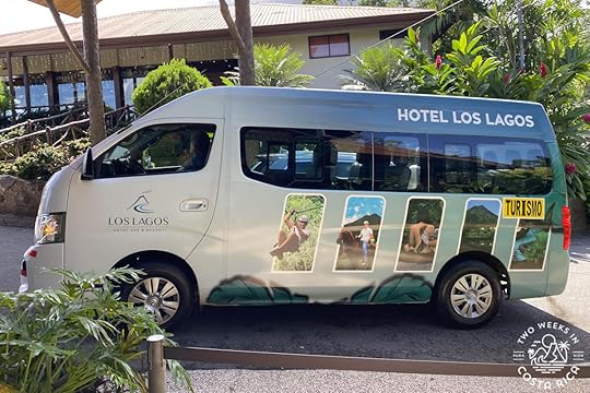 a van that says Los Lagos Hotel