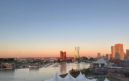 Sunrise over the water in Baltimore
