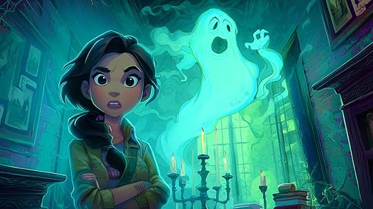 Haunted gothic manor at night, pumpkins and mist