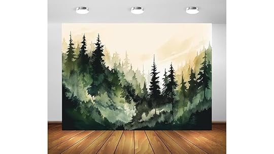 watercolor forest fabric backdrop
