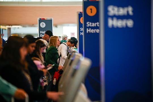 airline ticket counter at Denver International AIrport