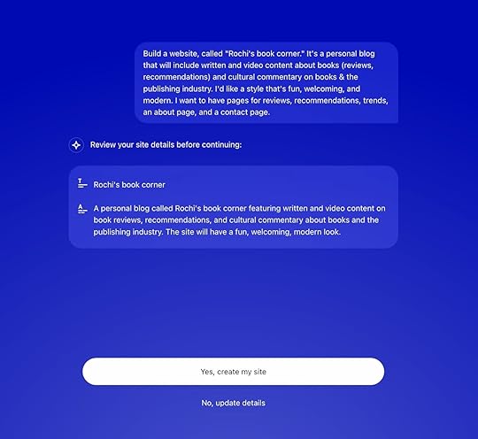 The AI website builder - entering a prompt