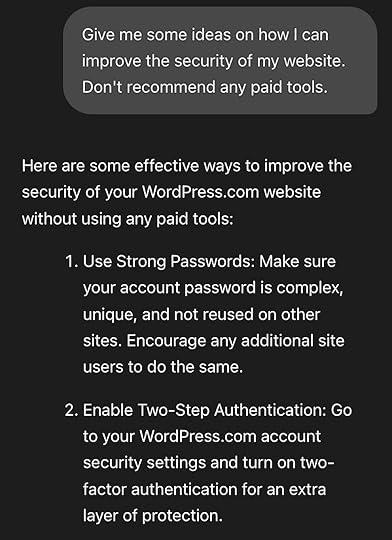 Asking AI for ideas on improving your site's security