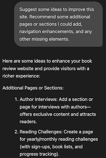 Asking for ideas to improve your site.