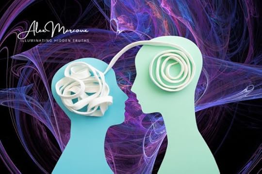 llustration of nonspeaking autistic individual with energy waves showing telepathic communication across dimensions