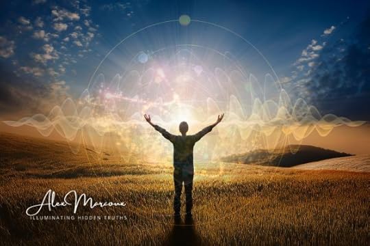 Human consciousness transforming from 3D to 5D frequency with energy waves representing New Earth ascension