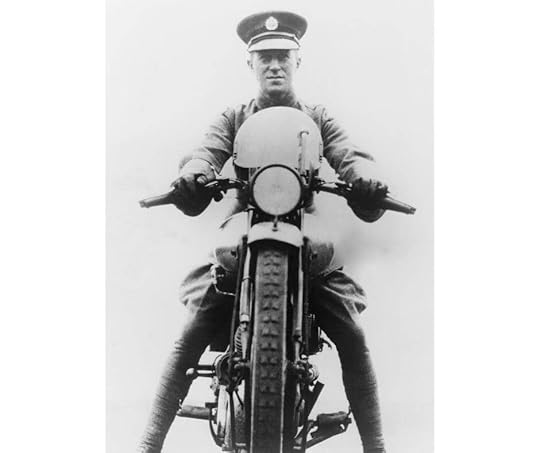 T.E. Lawrence astride his 'steel horse' the Brough Superior SS100 motorcycle owned by T.E. Lawrence, Lawrence of Arabia