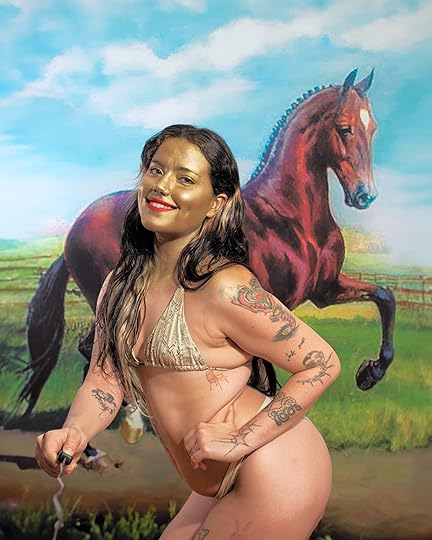 Isabella Madrid, <em>Self-portrait with Horse</em>, 2024, from the series <em>Buena, Bonita, y Barata</em><br><br />© the artist”>		</div>		<div class=