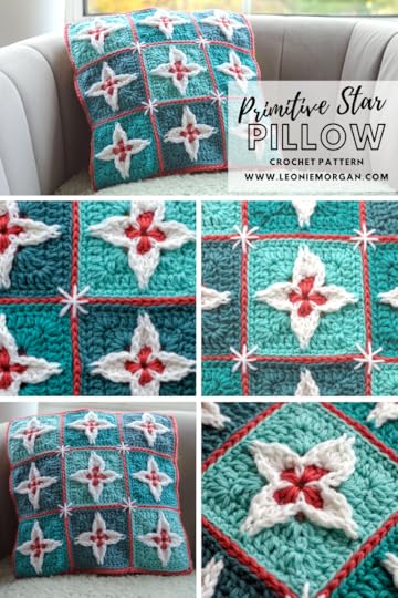primitive star pillow detail images of the crochet stitches and crochet granny squares
