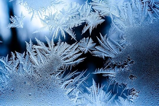 a close up of a frosty window