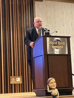 Preston Lewis accepting the award