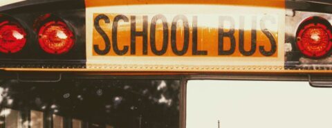 Top front view of a school bus