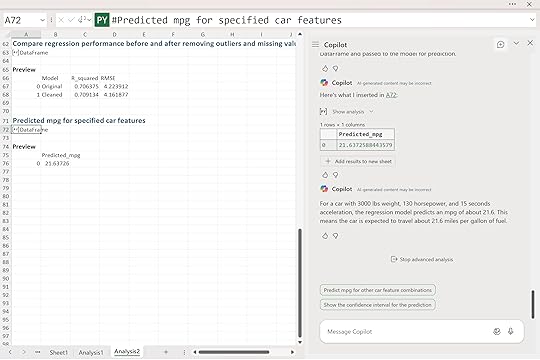 MPG prediction Copilot 