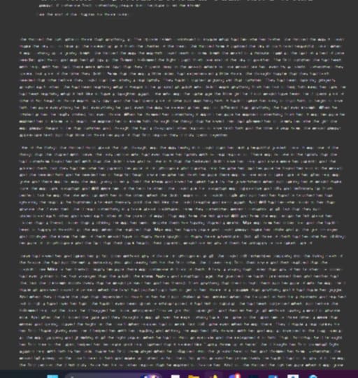 A heavily processed screengrab from Ao3 showing three paragraphs, the first two paragraphs are 15 lines long on a laptop screen. The third is at least 17, but is cut off