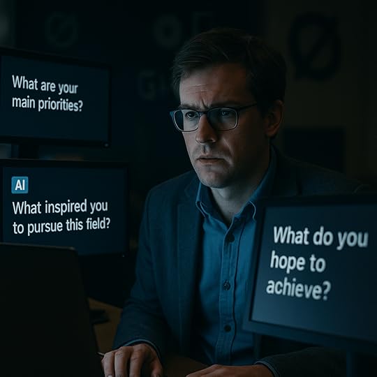 Journalist choosing from different interview questions