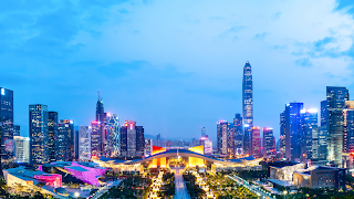 Colorful photo of the modern city of Shenzhen