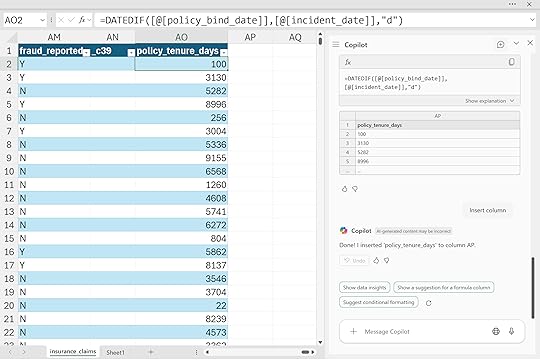 Policy tenure calculated column 