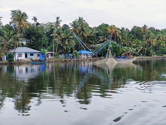 Chinese fishing nets dipping in Ashtamudi’s waters