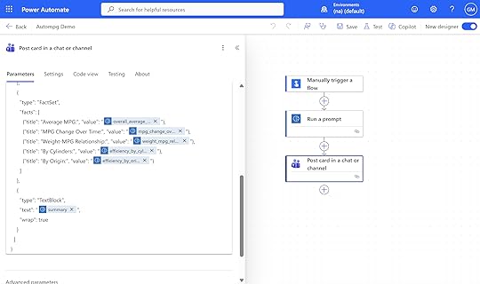 Adaptive card parameter flow 