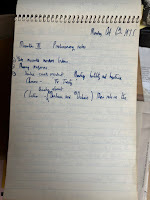 Terrance Dicks's handwritten notes, dated 6 October 1975, for the third Mounties novel